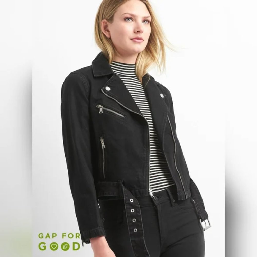 Gap Denim Motorcycle Jacket Superhero Zippers XS